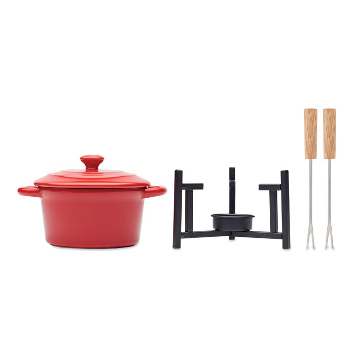 Branded Ceramic Fondue Set for Two 300ml without branding