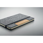 Branded A5 RPET Felt Notebook Set with Phone Stand and Pen without branding
