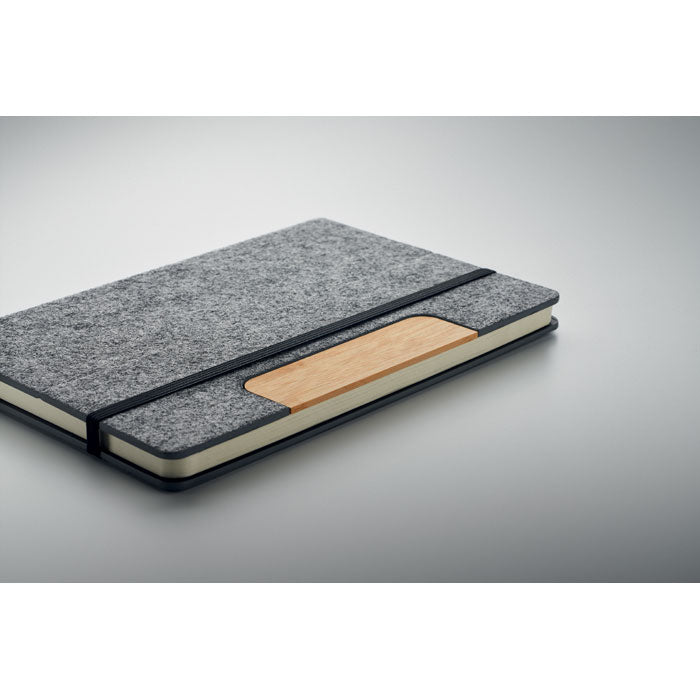 Branded A5 RPET Felt Notebook Set with Phone Stand and Pen without branding
