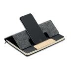 Branded A5 RPET Felt Notebook Set with Phone Stand and Pen without branding