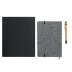 Branded A5 RPET Felt Notebook Set with Phone Stand and Pen without branding