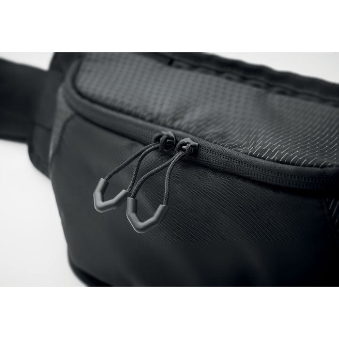 Branded Hiking Waist Bag in 420D Nylon in use