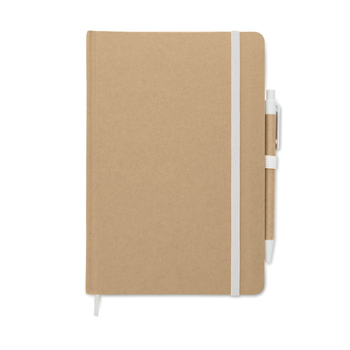 Branded A5 Recycled Carton Notebook with Pen without branding