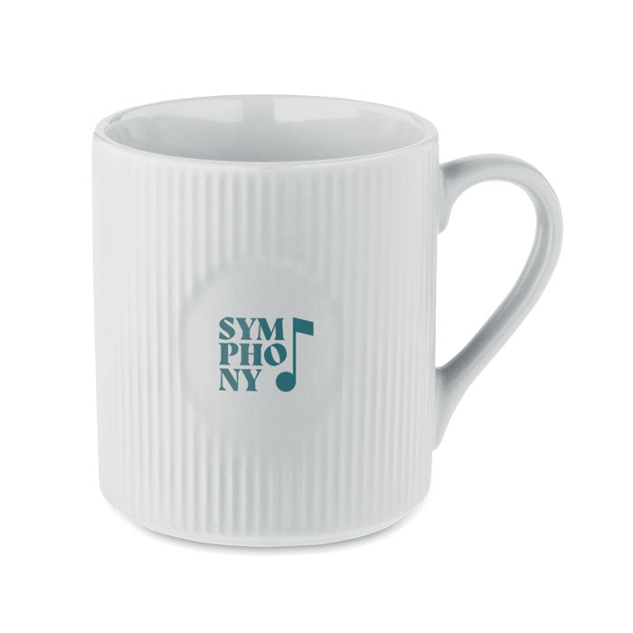 Branded Ribbed Matt Mug in White