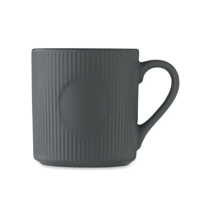 Branded ribbed matt mug, top view
