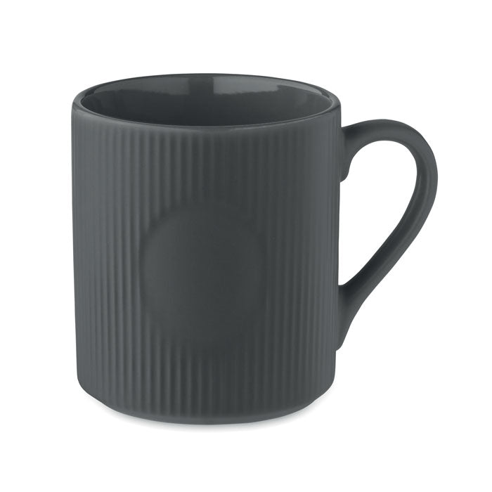 Branded ribbed matt mug
