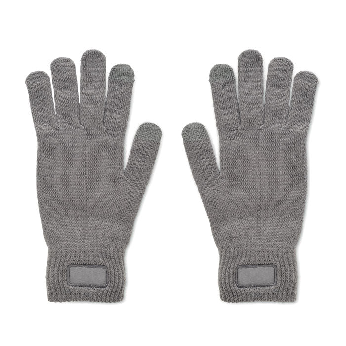 Branded RPET Knitted Gloves in Grey