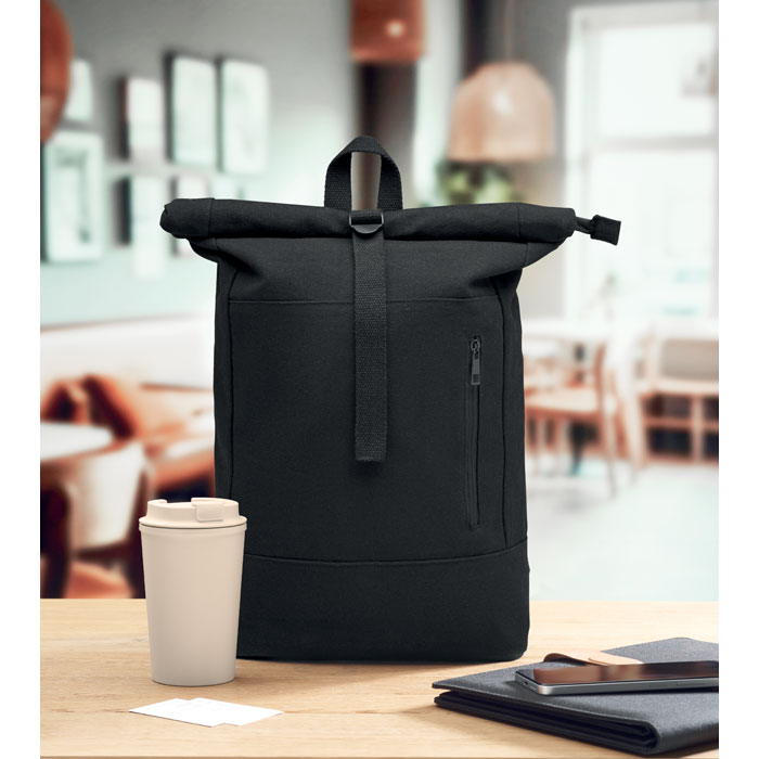 Branded Rolltop 15 Inch Laptop Backpack in use