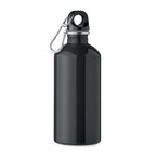 Branded Recycled Steel Bottle with Carabiner - 500ml in Black