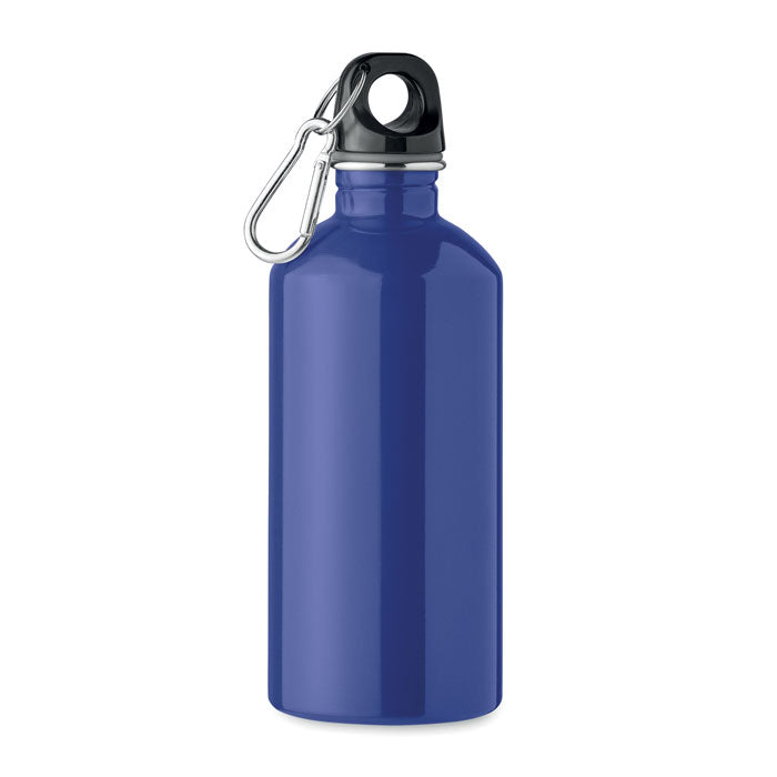 Branded Recycled Steel Bottle with Carabiner - 500ml in Blue