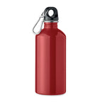 Branded Recycled Steel Bottle with Carabiner - 500ml in Red