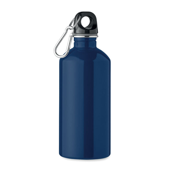Branded Recycled Steel Bottle with Carabiner - 500ml in Blue