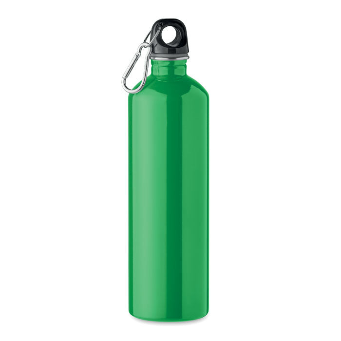 Branded Recycled Steel Bottle with Carabiner - 750ml in Green