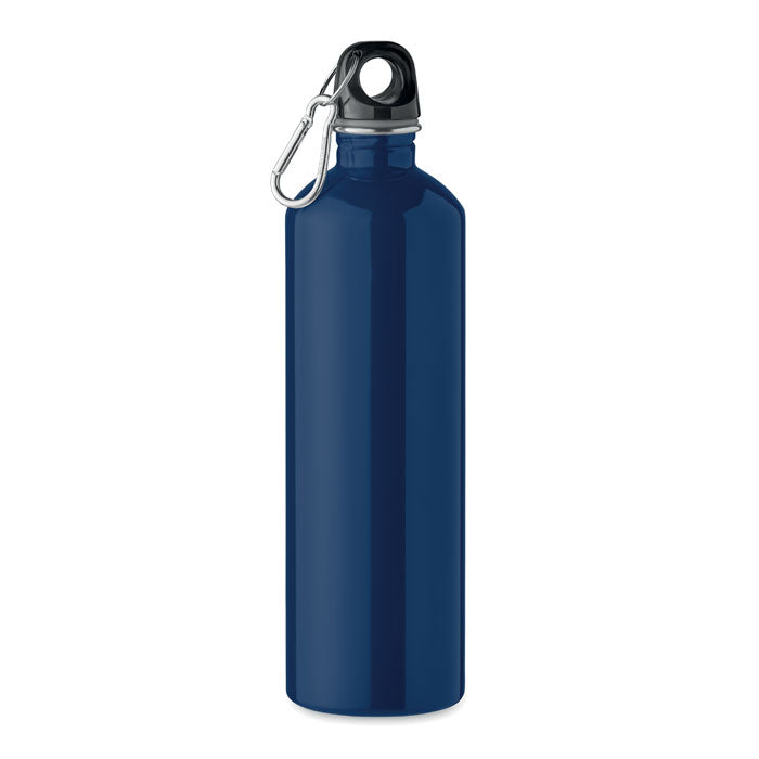 Branded Recycled Steel Bottle with Carabiner - 750ml in Blue