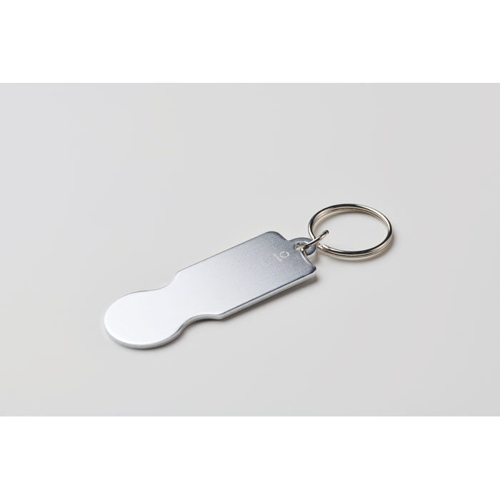 Branded Recycled Aluminium Trolley Token Key Ring without branding