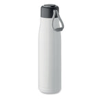 Branded Vacuum Bottle with Cord Grip Lid in White