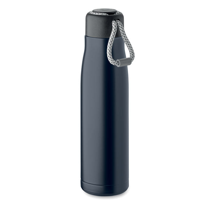 Branded vacuum bottle with cord grip lid
