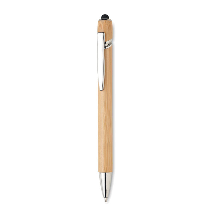 Branded bamboo finish stylus ball pen