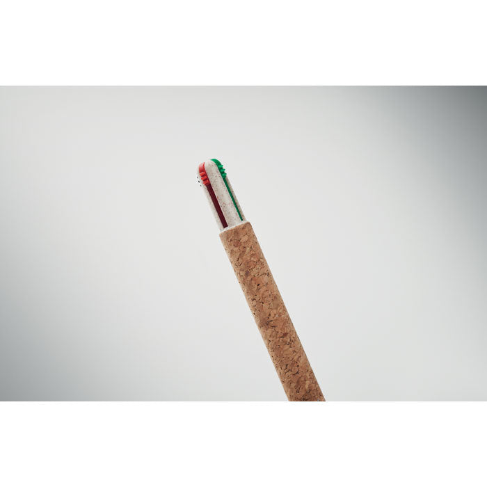 Branded Cork 4-Colour Ink Ball Pen without branding