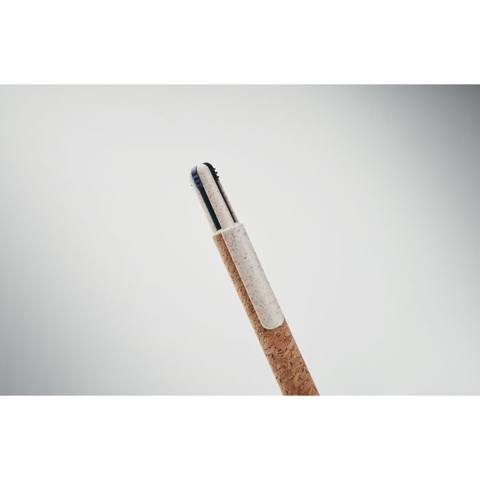Branded Cork 4-Colour Ink Ball Pen without branding