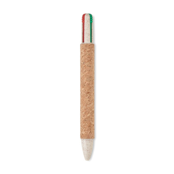 Branded Cork 4-Colour Ink Ball Pen without branding