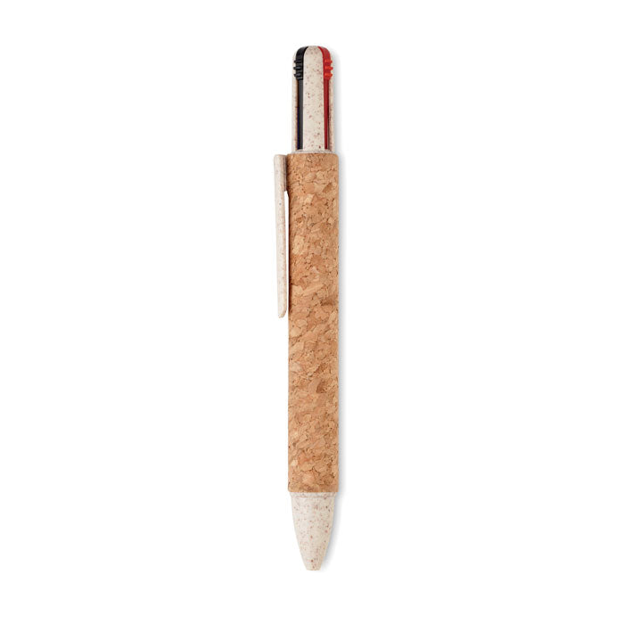 Branded Cork 4-Colour Ink Ball Pen without branding