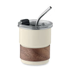 Branded Steel Tumbler with Acacia Wood Grip in Brown