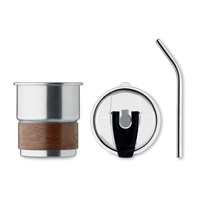 Branded Steel Tumbler with Acacia Wood Grip without branding