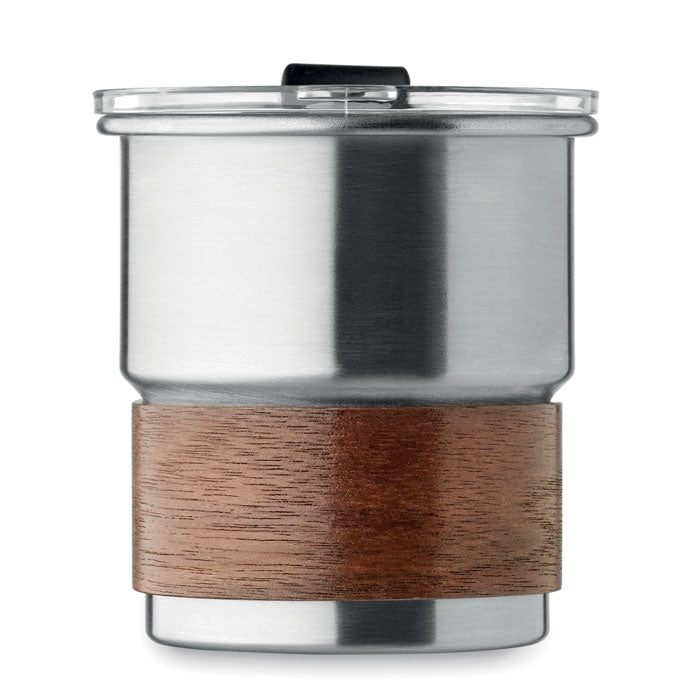 Branded Steel Tumbler with Acacia Wood Grip without branding
