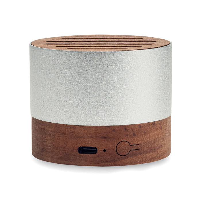 Branded Recycled Aluminium and Walnut Wireless Speaker without branding