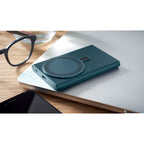 Branded Recycled Aluminium Magnetic Wireless Charger & Power Bank in use