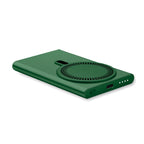 Branded Recycled Aluminium Magnetic Wireless Charger & Power Bank in Green