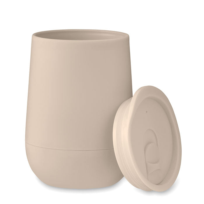 Branded PP tumbler with slide cover lid, side view