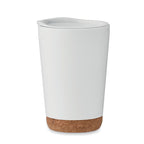Branded Tumbler with Cork Base in White