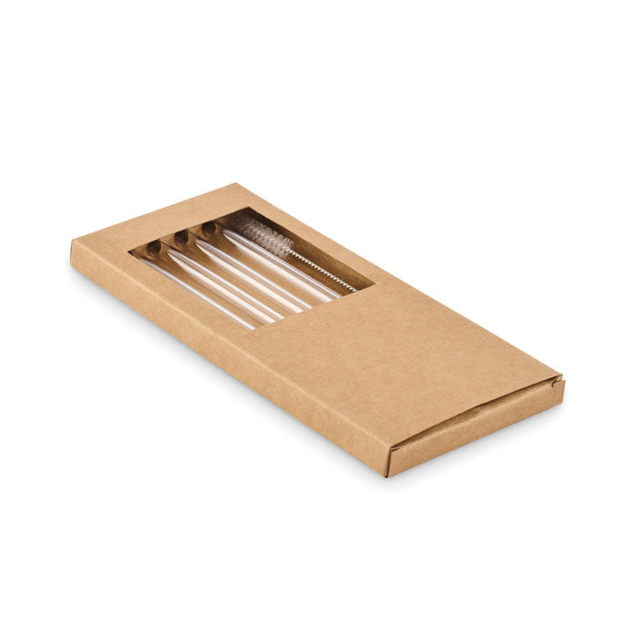 Branded Reusable Glass Straw Set without branding