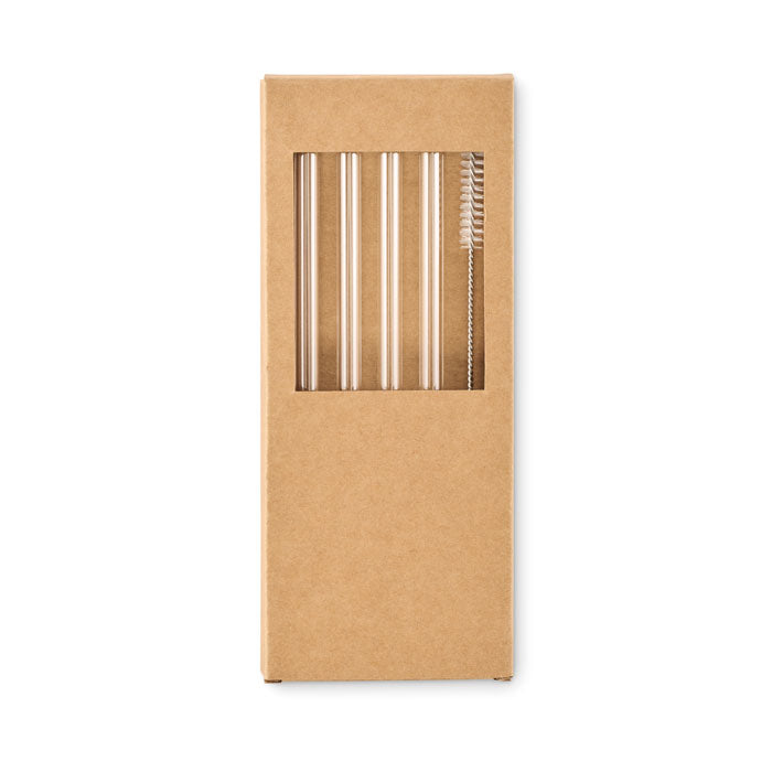 Branded Reusable Glass Straw Set without branding