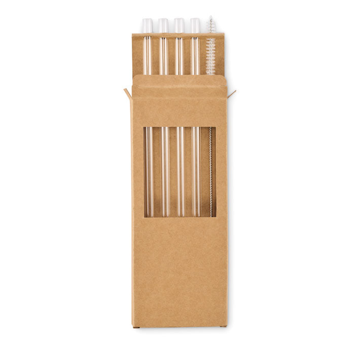 Branded Reusable Glass Straw Set without branding