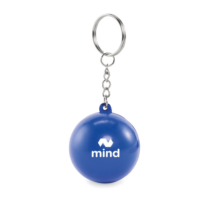 Branded PU Ball Keyring in Blue