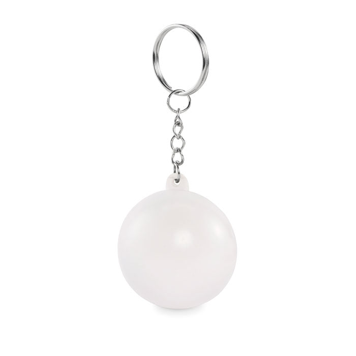 Branded PU Ball Keyring in White