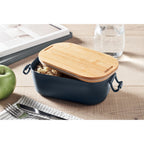Branded PP Lunch Box with Bamboo Lid 700ml in use
