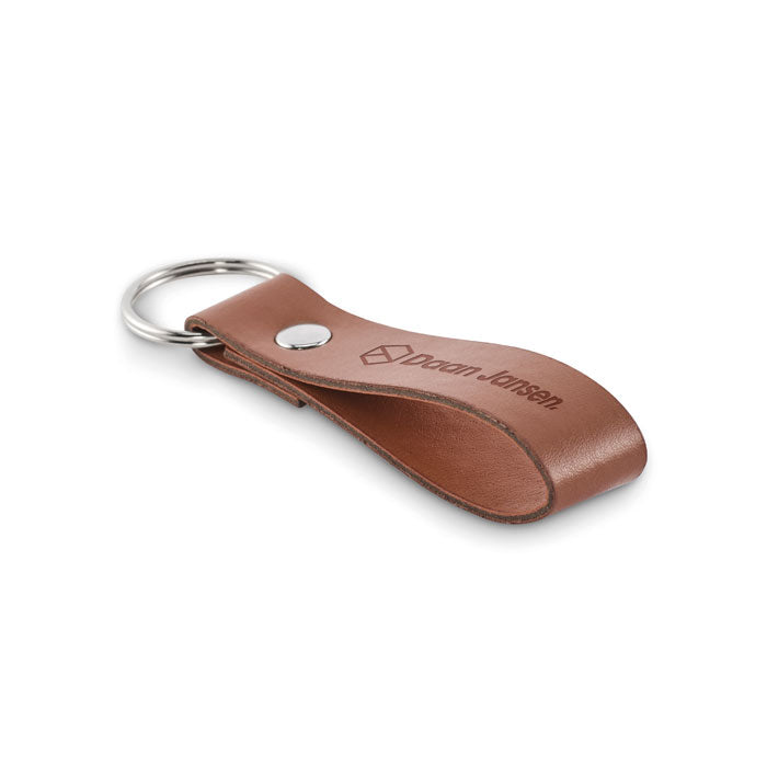 Branded PU Loop Key Ring in Brown