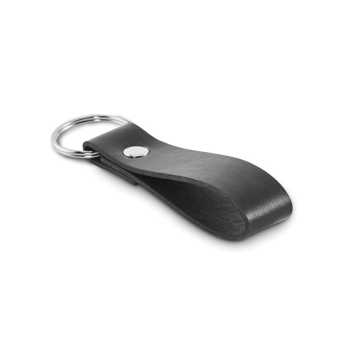 Branded PU Loop Key Ring in Black