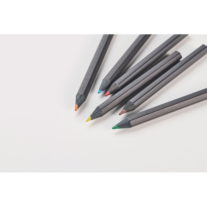 Branded 6 Black Colouring Pencils in Tube without branding