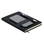 Phone holder hard cover notebook.