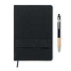 Phone holder hard cover notebook.