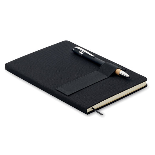 Phone holder hard cover notebook.