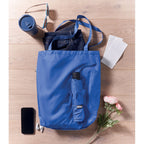 Branded 21 Inch RPET Umbrella and Shopping Bag Set in use