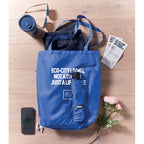 Branded 21 Inch RPET Umbrella and Shopping Bag Set in use