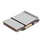 Branded Recycled Paper Notebook with Pen in Grey