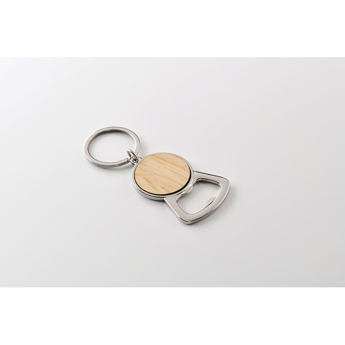 Branded Bottle Opener Key Ring with Bamboo Detail without branding